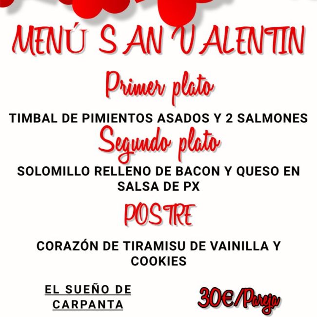 Menú de San Valentín 2025