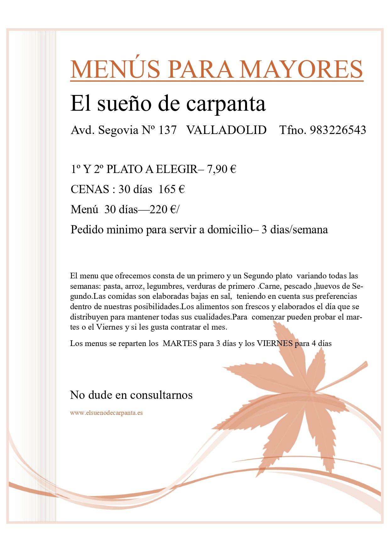 Menú para mayores 2025